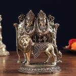 Brass Superfine Intricate Kaila Devi Chamunda Mata on Lion Idol 4.5" | Divine Protector | Destroyer of Evil | Handcrafted Pure Brass | Sacred Centerpiece for Home & Temple